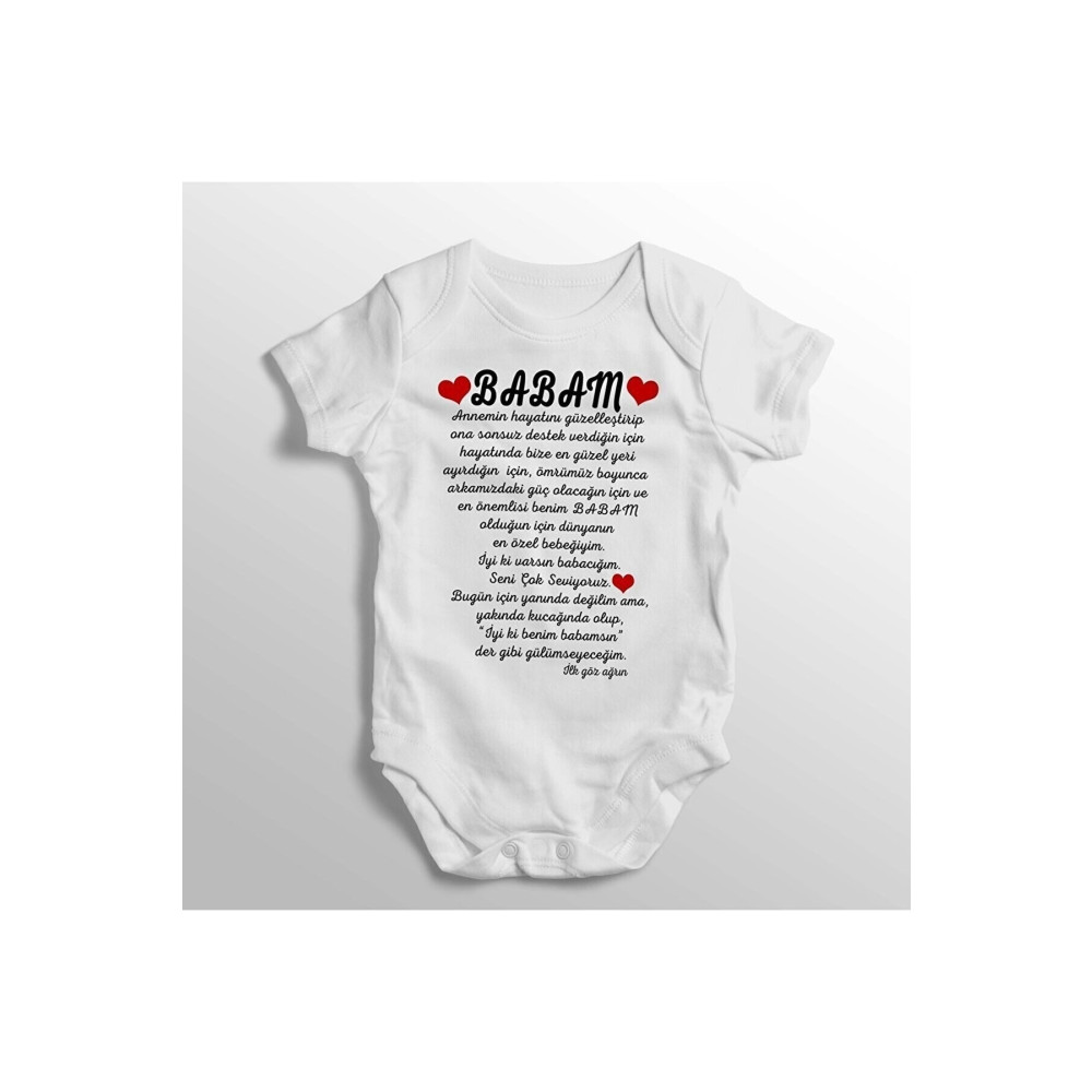 BabyLimon Babam Iyi Ki Benim Babamsın Ilk Göz Ağrın Yazılı Baskılı Bebek Zıbını Yeni Doğan Beden Bebek Body Fiyatı