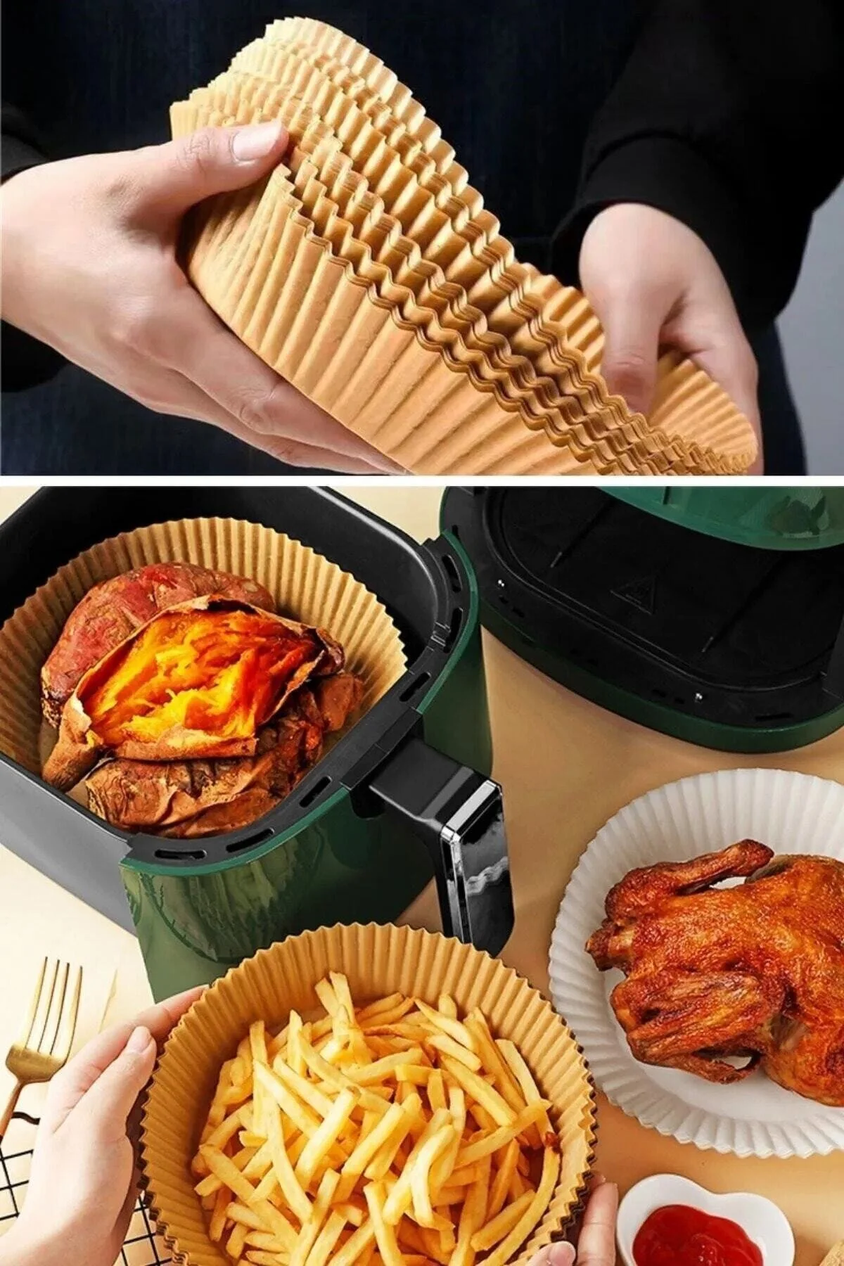 BabyLondy Xl / Xxl Airfryer Pişirme Kağıdı 50li Yağlı Kağıt Kraft Yuvarlak" Pişirme Kağıdı Fiyatı