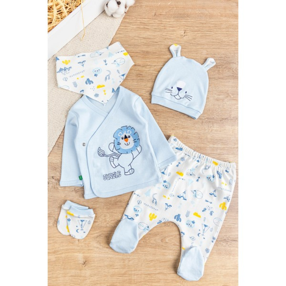 Babymod Aslan Figürlü Pamuklu 5 Parça Erkek Bebek Hastane Çıkışı Bebek Takımı Bebek Hastane Çıkışı Fiyatı