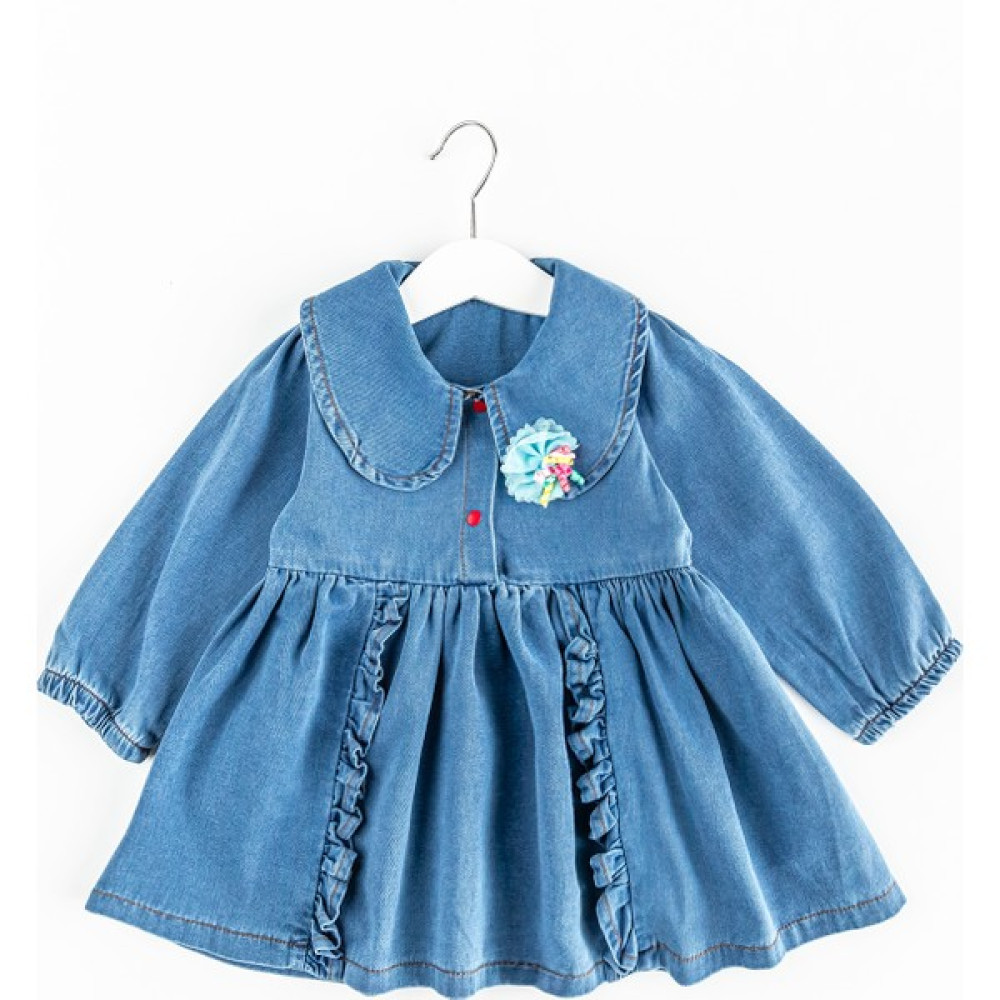 Babymod Bebe Yakalı Fırfırlı Denim Kız Bebek Elbise Kot Elbise Bebek Elbisesi Fiyatı