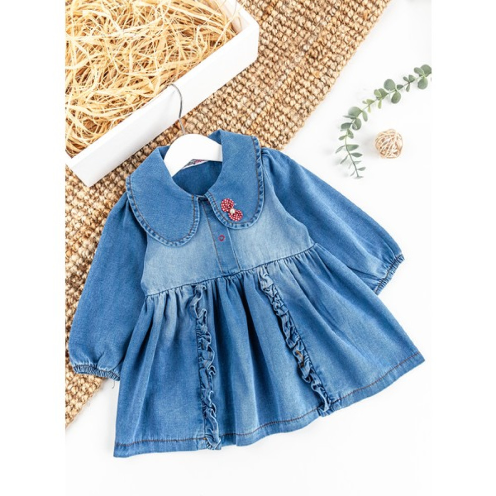 Babymod Bebe Yakalı Fiyonklu Denim Kız Bebek Elbise Kot Elbise Bebek Elbisesi Fiyatı