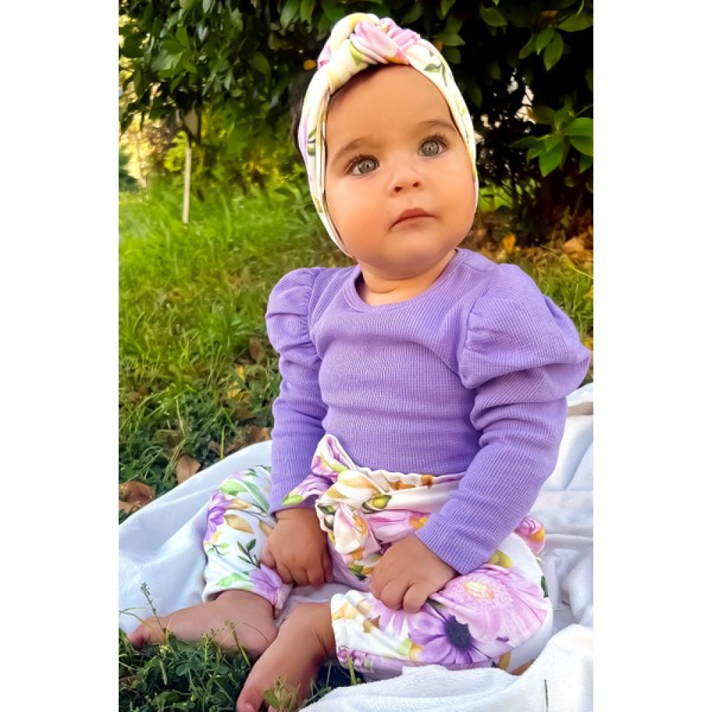 Babymod Çiçek Desenli Bandanalı Pamuklu 3'lü Kız Bebek Takım Bebek Giysi Takım Fiyatı