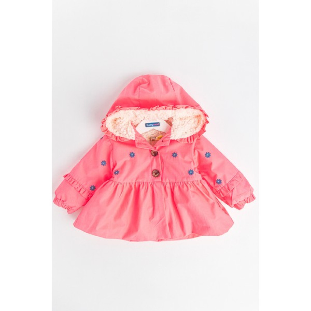Babymod Çiçek Işlemeli Neon Pembe Içi Peluş Kız Bebek Mont Bebek Montu Fiyatı