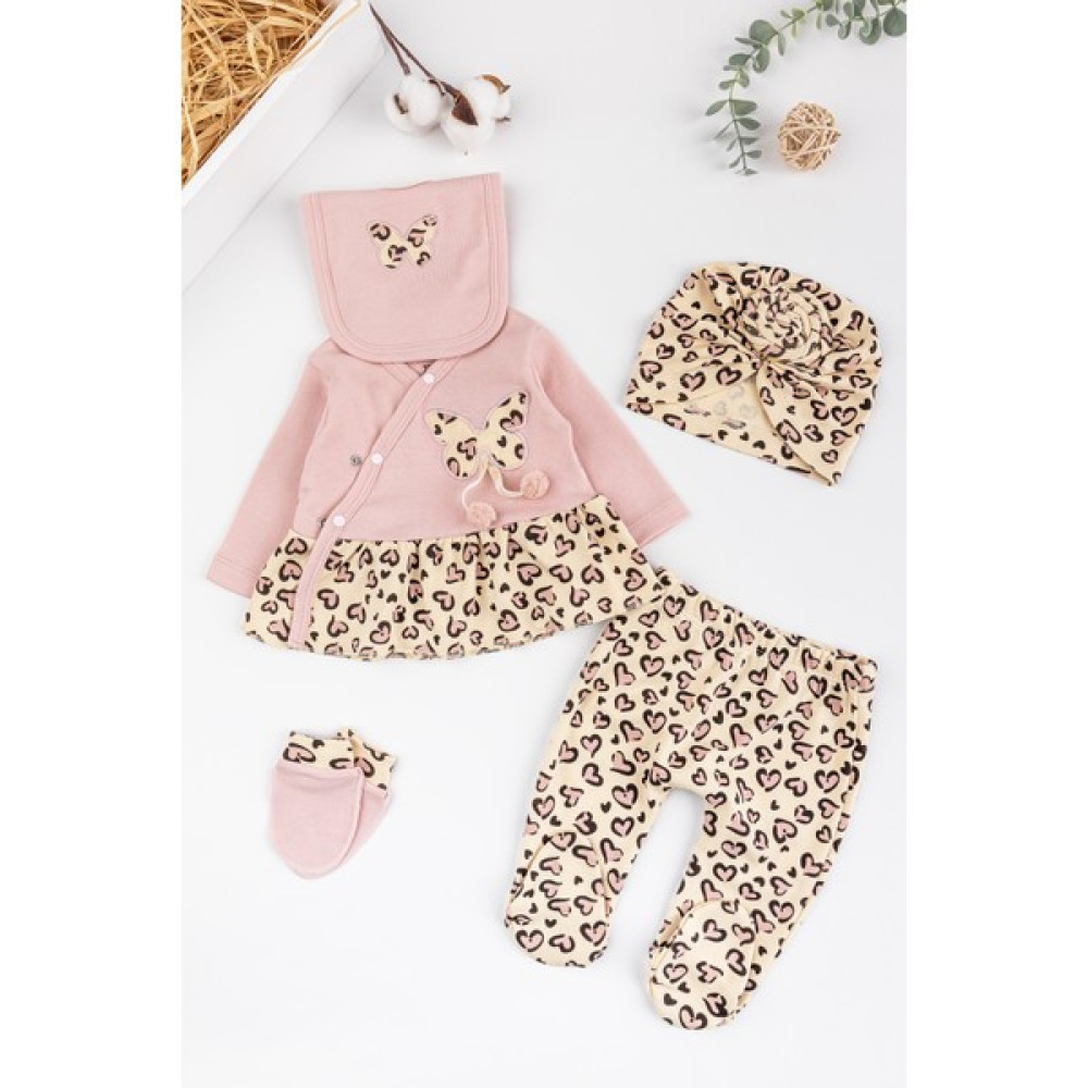 Babymod Leopar Desenli Pamuklu 5 Parça Kız Bebek Hastane Çıkışı Bebek Takımı Bebek Hastane Çıkışı Fiyatı