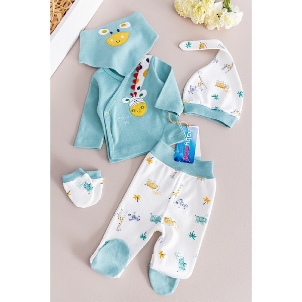 Babymod Zürafa Temalı 5 Parça Erkek Bebek Hastane Çıkışı Bebek Takımı Bebek Hastane Çıkışı Fiyatı