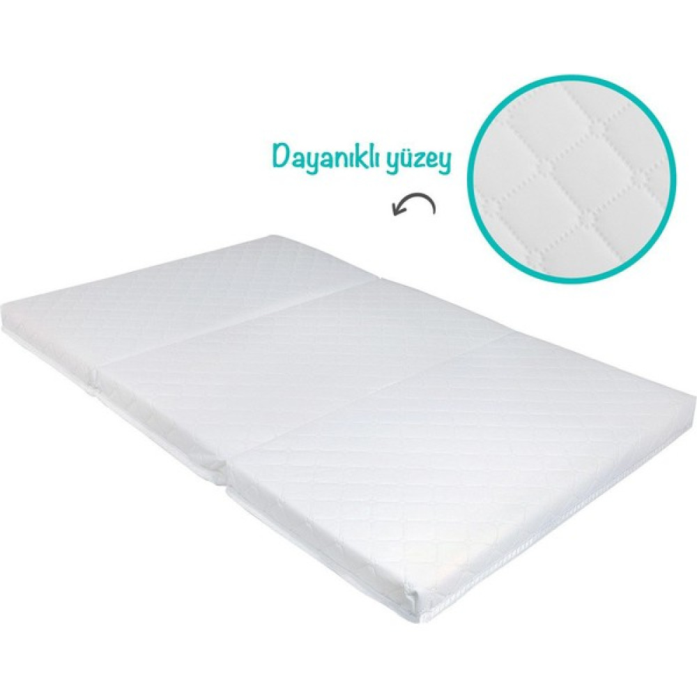 Baby'ness Katlanır Bebek Yatağı Çantalı Taşınabilir Oyun Parkı Yatağı Sıvı Geçirmez Leke Tutmaz - 70 x 110 x 5 cm - Beyaz Bebek Yatağı Fiyatı