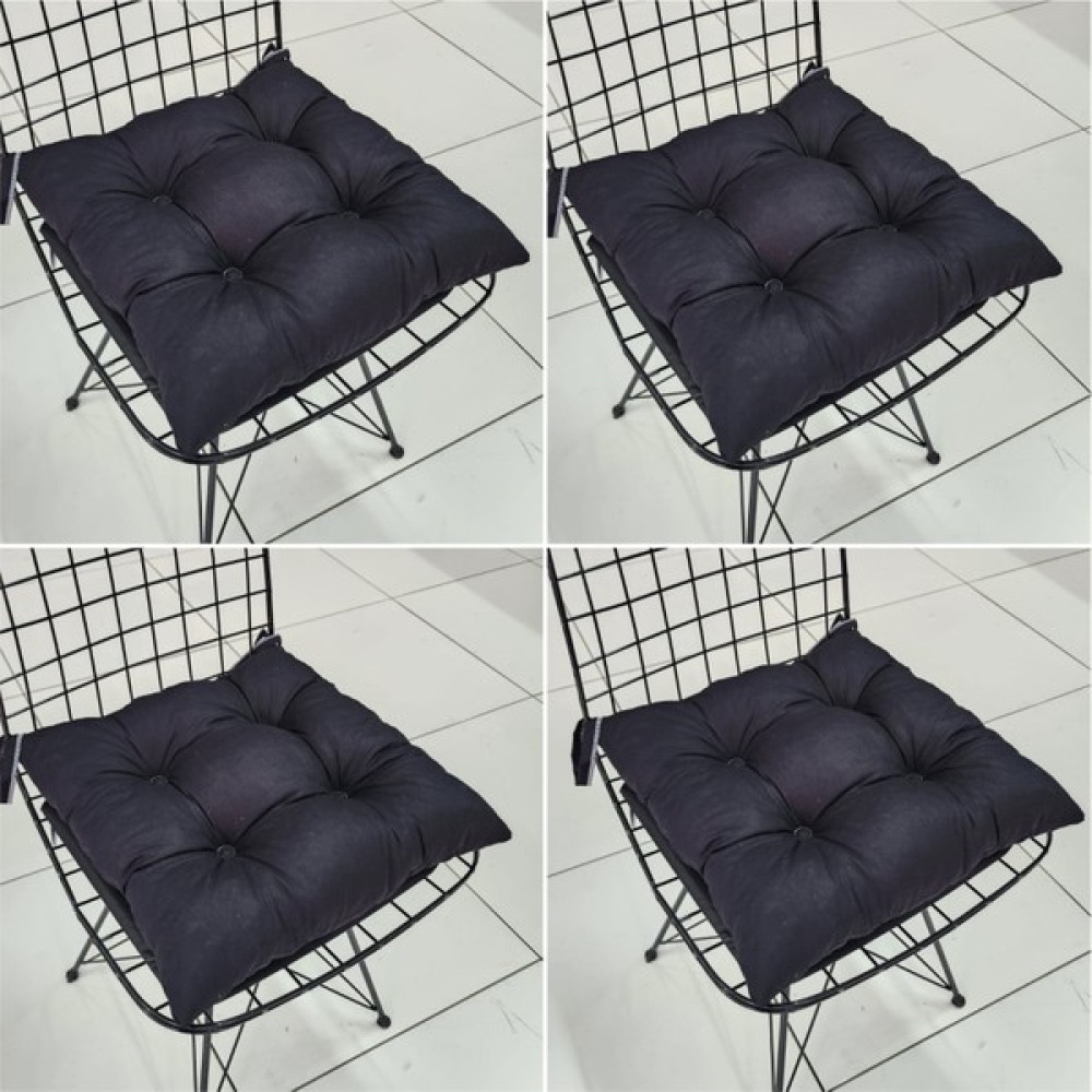Babynest Dünyası 4 Lü Takım Pofidik Kare Sandalye Minderi 40x40cm - 40 x 40 cm - Siyah Salon & Oturma Odası Tekstili Fiyatı