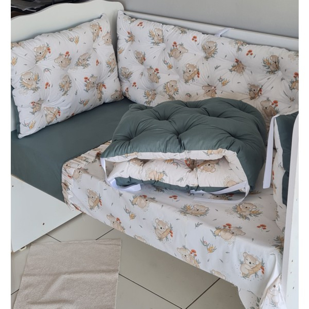 Babynest Dünyası 70X140 Beşik 4 Kenar Koruma Takımı Çift Yönlü Koala Yesil - 60 x 120 cm - Yeşil Oto Boyaları Fiyatı