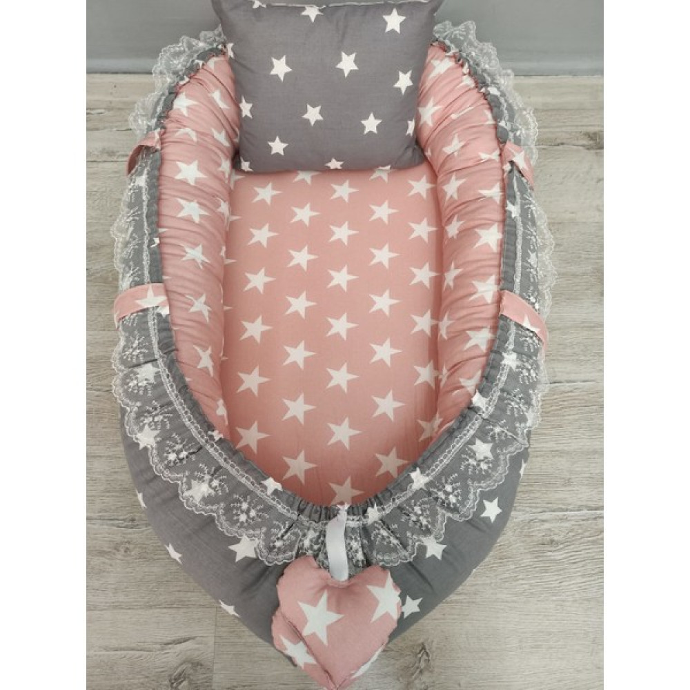 Babynest Dünyası Gri Yıldız,pembe Yıldız Orijinal Babynest ve Yastık - Pembe Ana Kucağı ve Oto Koltuğu Fiyatı