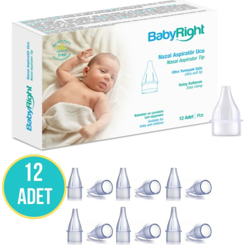 Babyright Otribebe, Weebaby, Brunobaby Uyumlu Nazal Burun Aspiratörü Yedek Uç (12 Adet) Ekstra Yumuşak Uçlu Burun Aspiratörü Fiyatı