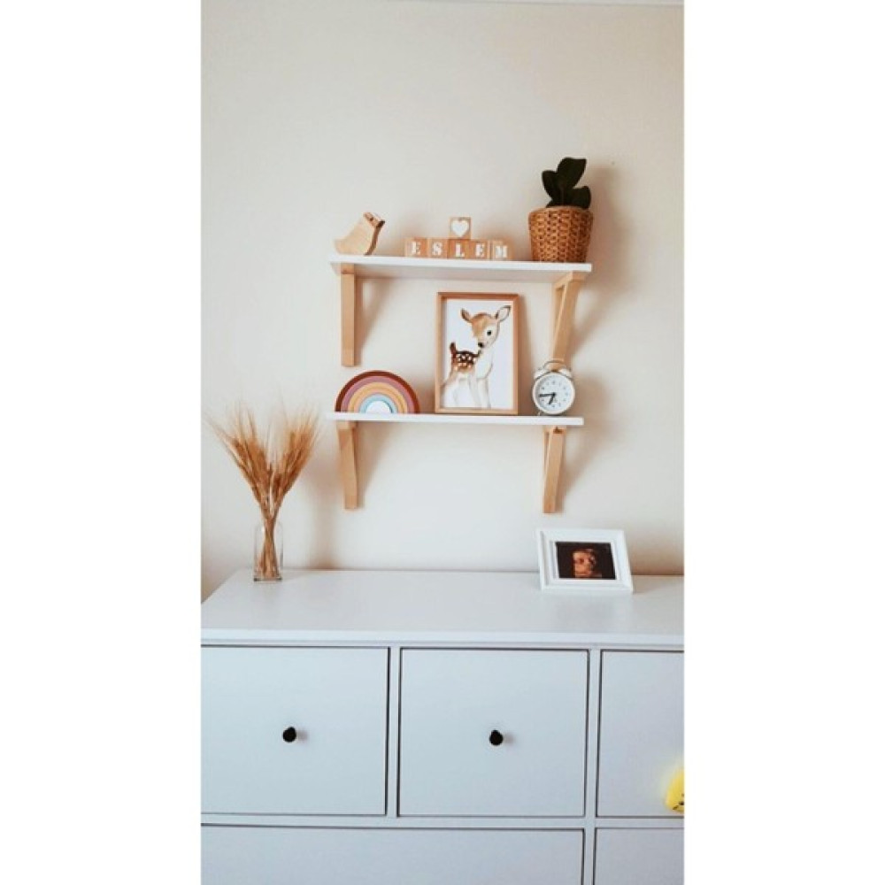 Babyroomstore Ahşap Bebek Çocuk Odası Dekoratif Duvar Raf Montessori Kitaplık Ikili Ayaklı Raf Duvar Rafı Fiyatı