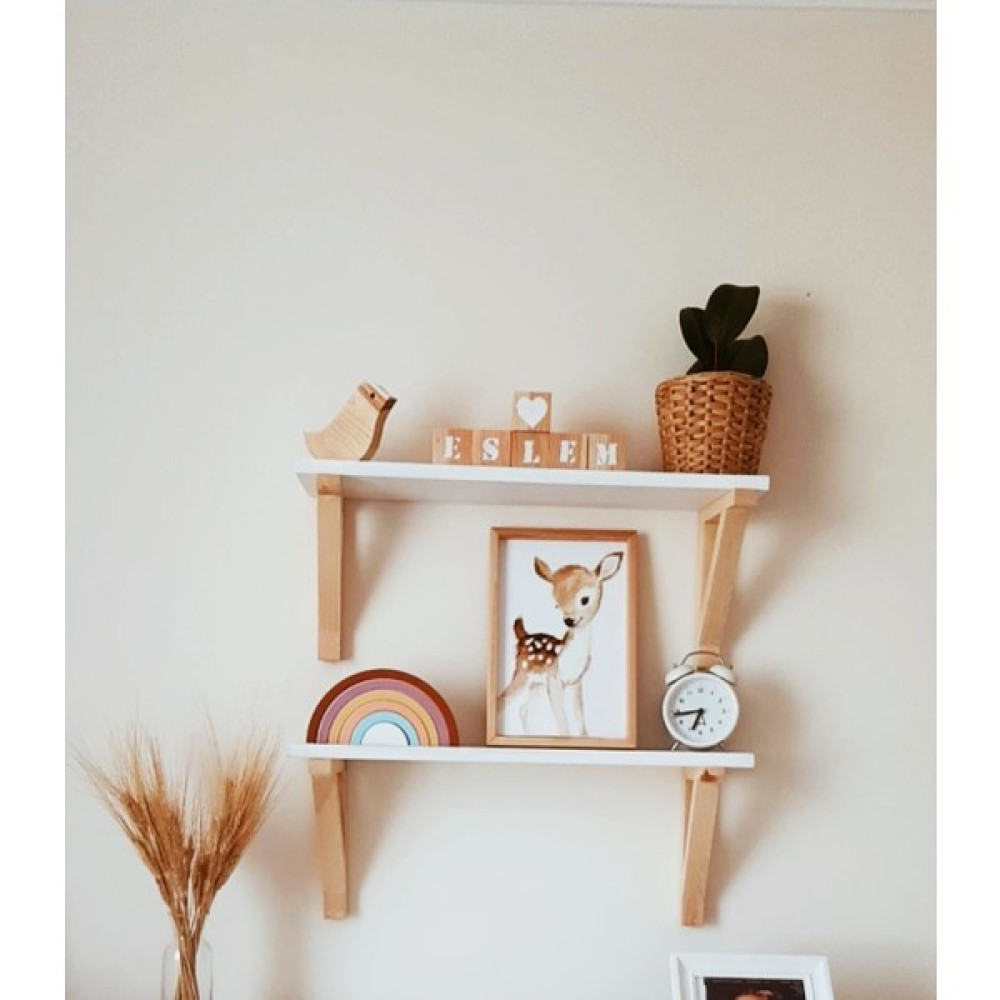 Babyroomstore Ahşap Bebek Çocuk Odası Dekoratif Duvar Raf Montessori Kitaplık Raf Ikili Raf Ayaklı Raf Duvar Rafı Fiyatı