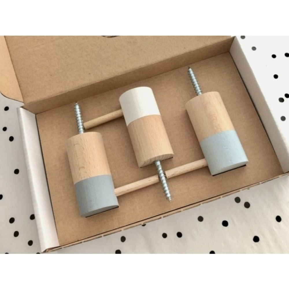 Babyroomstore Ahşap Duvar Askısı Dekoratif Duvar Kancası 3lü Set (Gri) Bebek Odası Tekstili Fiyatı