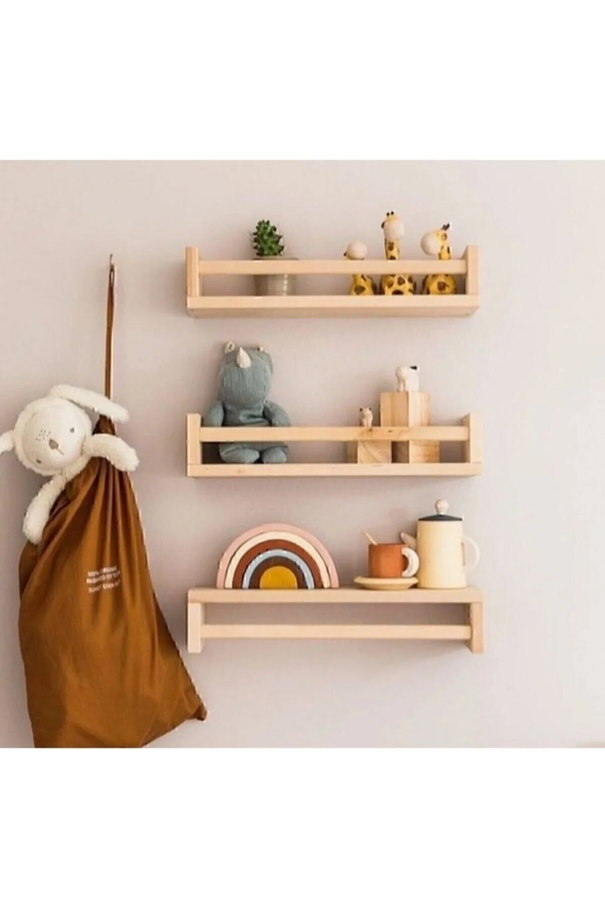 babyroomstore Montessori Kitaplık Çocuk Bebek Odası Rafı Ahşap Kitaplık Askılık" Bebek-Çocuk Odası Fiyatı