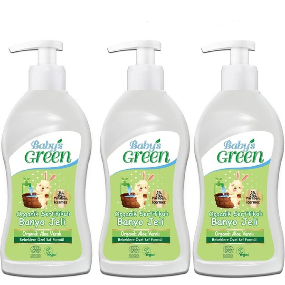 Baby's Green Baby’s Green Ecocert Organik Sertifikalı Banyo Jeli - Organik Aloeveralı 500 ml x 3 Adet Bebek Şampuanı Fiyatı