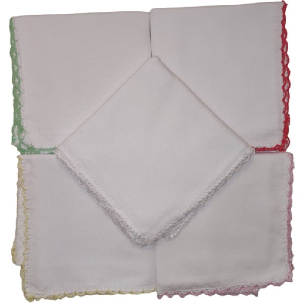 Babysal Çift Kat 10'lu Penye Ağız Silme Bebek Mendili (%100 Pamuk) Kız Bebek (22X22) - Yenidoğan - Beyaz Mama Önlüğü Fiyatı