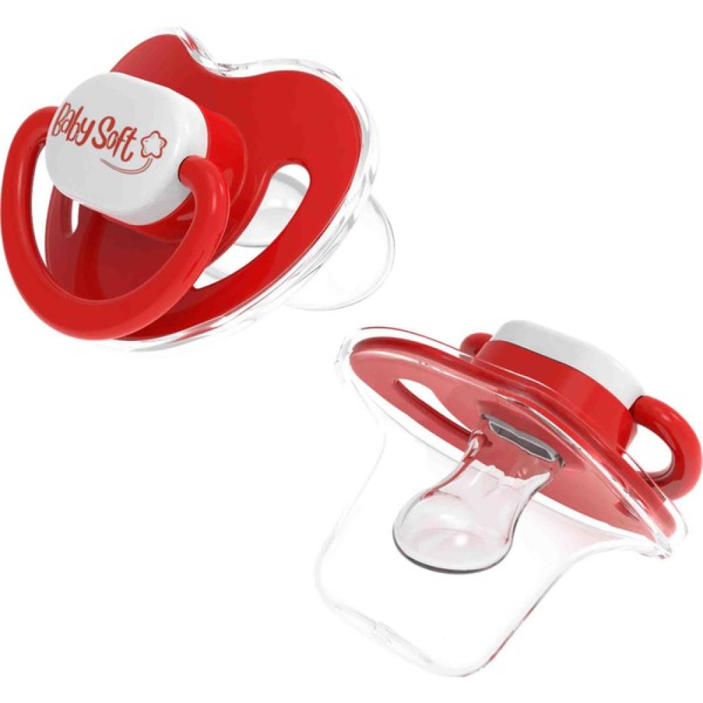 BabySoft Kapaklı Damak Uçlu Kırmızı Emzik 6 - 18 Ay Emzik Fiyatı