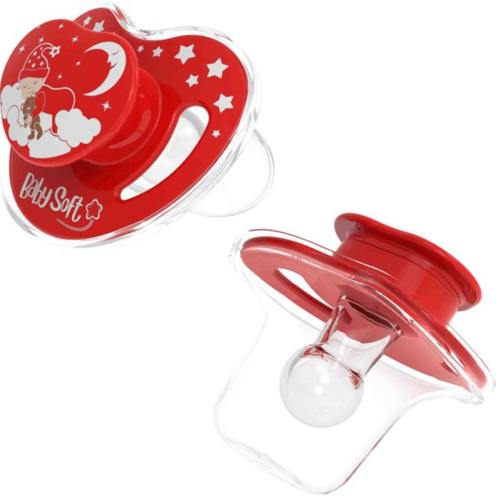 BabySoft Kapaklı Yuvarlak Uçlu Kırmızı Uyku Emziği 6 - 18 Ay Emzik Fiyatı