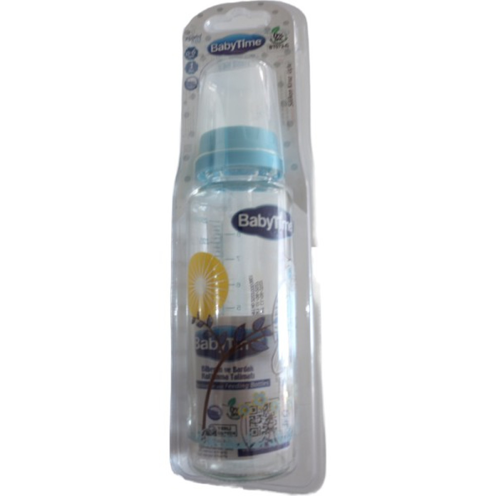 Babytime 073 Klasik Cam Biberon 250 ml Mavi Biberon Fiyatı