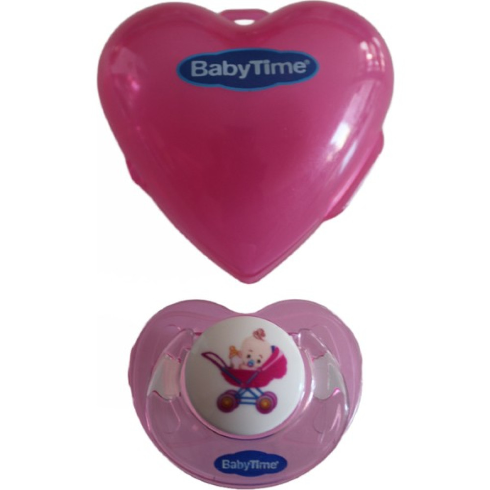 Babytime 509 Kalpli Emzik Saklama Kabı + Koruyucu Kapaklı Damaklı Emzik 6-18 Ay (2 No) Pembe - 6 - 18 Ay Emzik Fiyatı