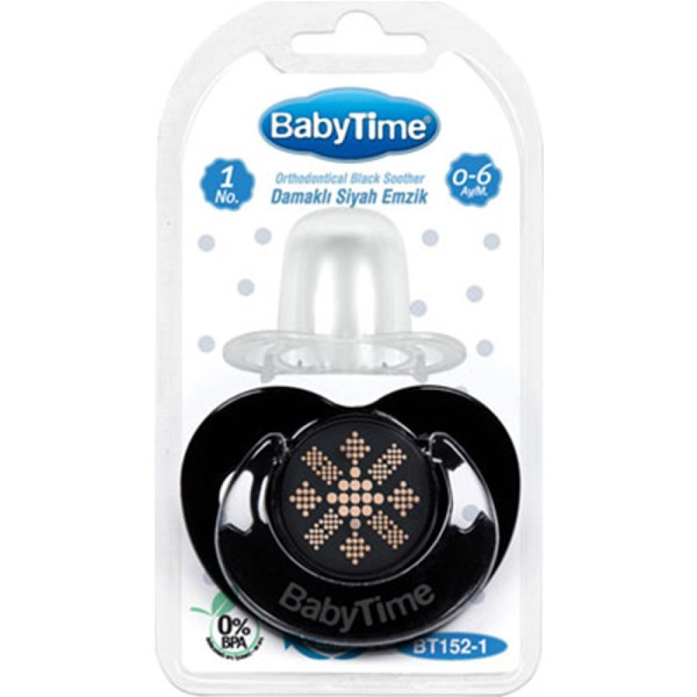 Babytime Damaklı Siyah Emzik BT152-1 - 0 - 3 Ay Emzik Fiyatı