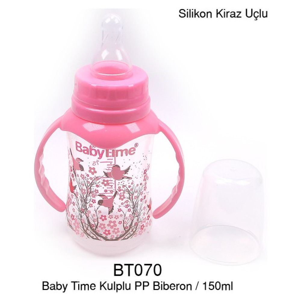 Babytime Silikon Kiraz Uçlu Kulplu Biberon 150ml - Pembe - 150 ml Oto Boyaları Fiyatı