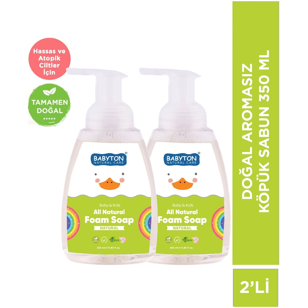 Babyton Doğal Aromasız Köpük Sabun 2'li Set 350 ml X2 - Şeffaf - Mat Bebek Sabunu Fiyatı