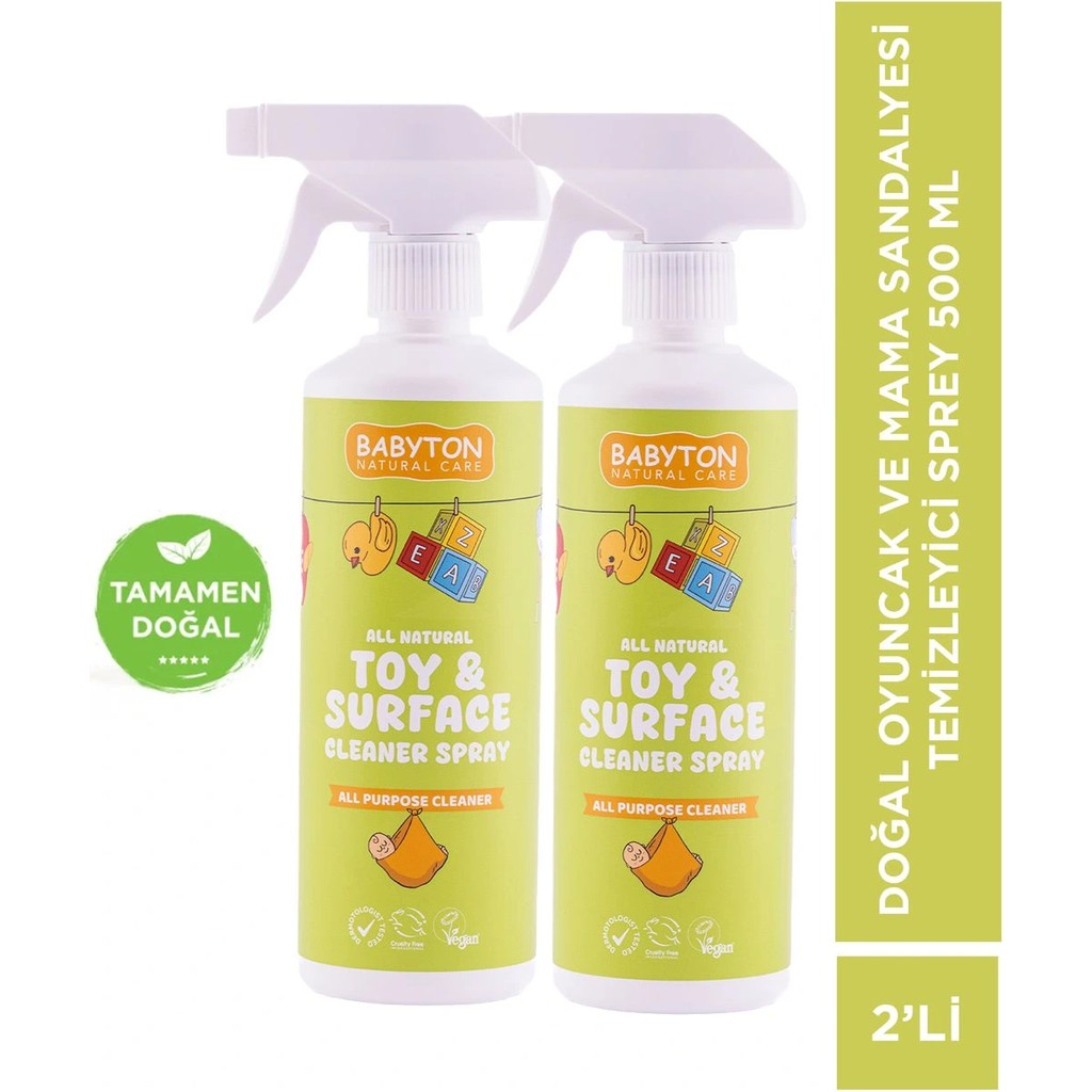 Babyton Doğal Oyuncak ve Mama Sandalyesi Temizleyici 2'li Set 500 ml X2 Anne Bebek Oyuncak Fiyatı