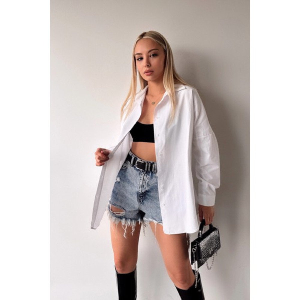 Bacc Beyaz Oversize Basic Poplin Dokuma Gömlek Kadın Gömlek Fiyatı