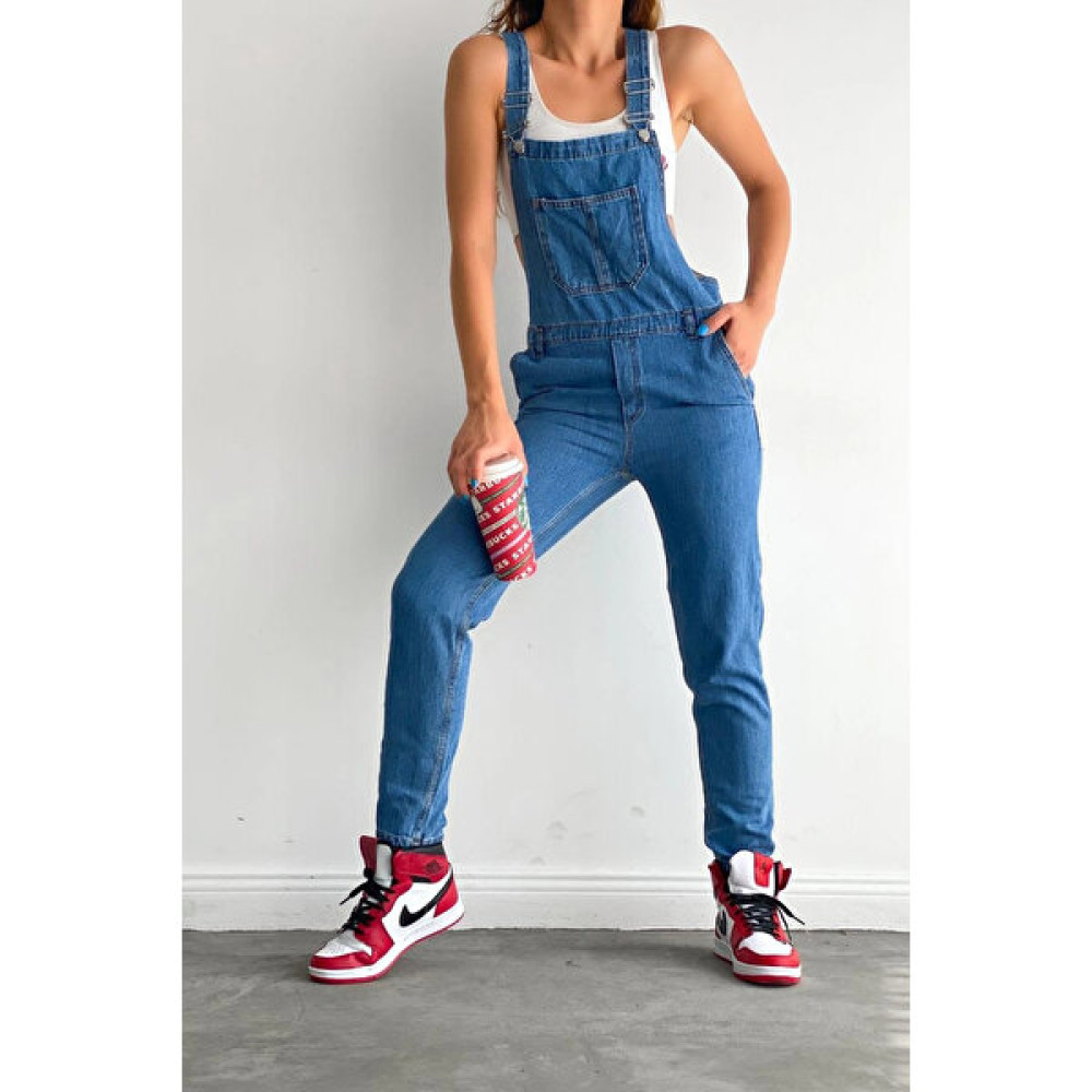 Bacc Mavi Askılı Denim Bahçıvan Salopet Tulum Bayan Tulum ve Salopet Fiyatı