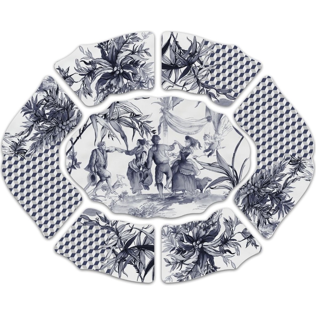 Baci Milano Versailles 7 Parça Melamin Meze Kasesi 60X50 cm Mavi Diğer Fiyatı