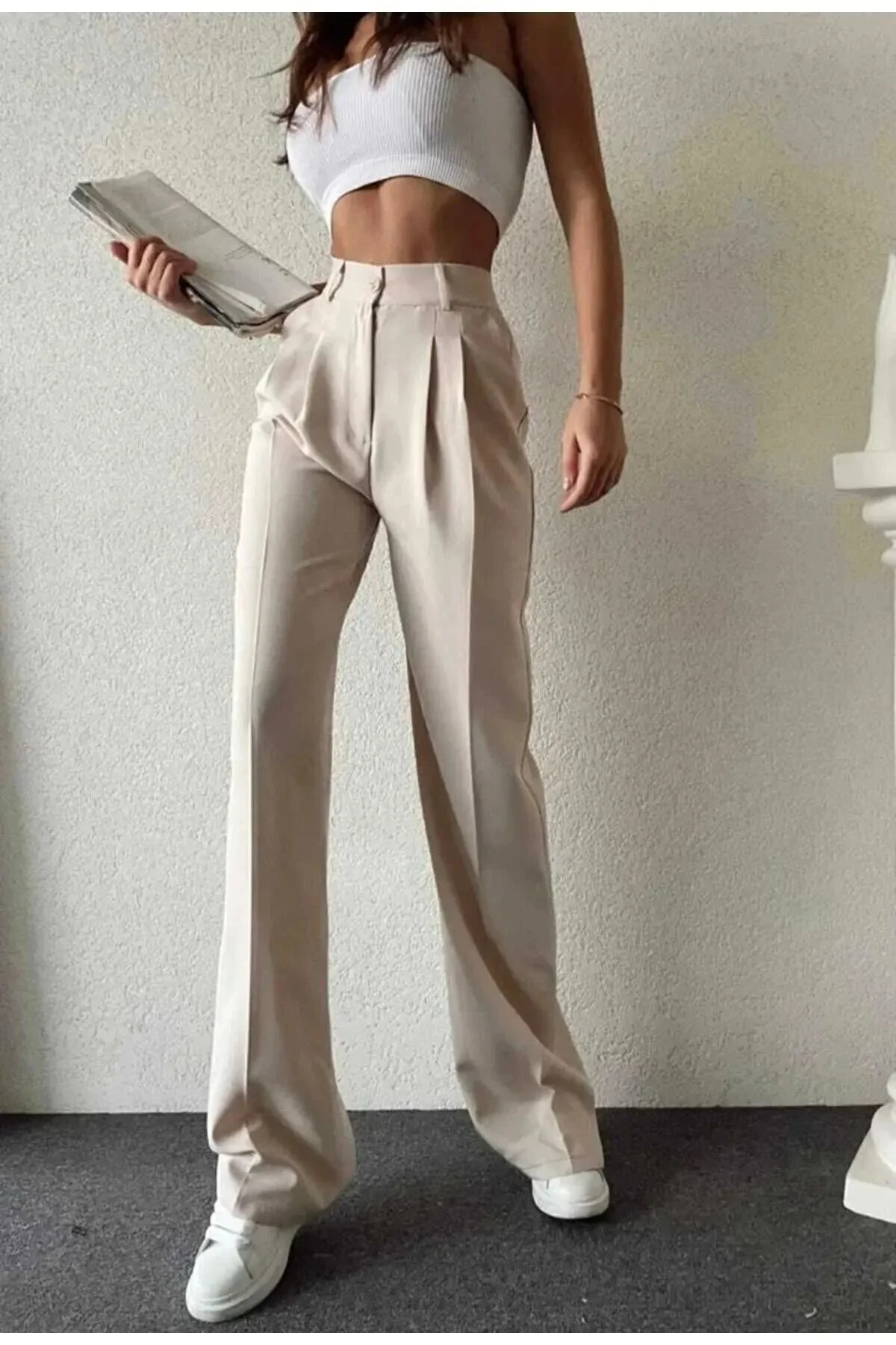 BACK Ada Kadın Pileli Palazzo Pantolon Oversize Kesim XL Beden" Kadın Pantolon Fiyatı