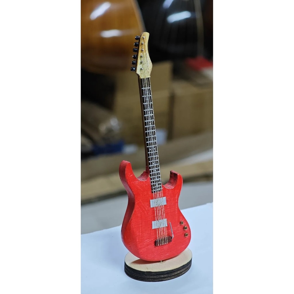 Bade Müzik Minyatür Masa Üstü Elektro Gitar 10-12 cm Kırmızı Hediyelik Model Klasik Gitarlar Fiyatı