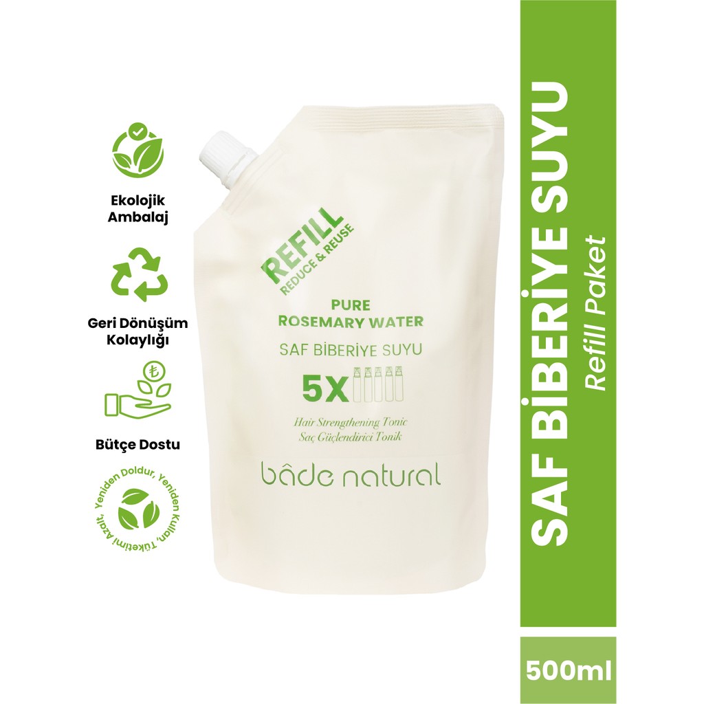Bade Natural Biberiye Suyu Güçlendirıci Saç Toniği Refill Paket 500 ml Diğer Fiyatı