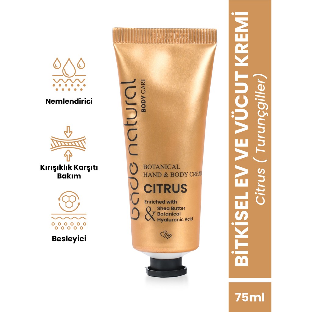 Bade Natural Citrus Bitkisel El ve Vücut Kremi Doğal ve Vegan 75 ml Shea Yağı ile Zenginleştirilmiş Diğer Fiyatı