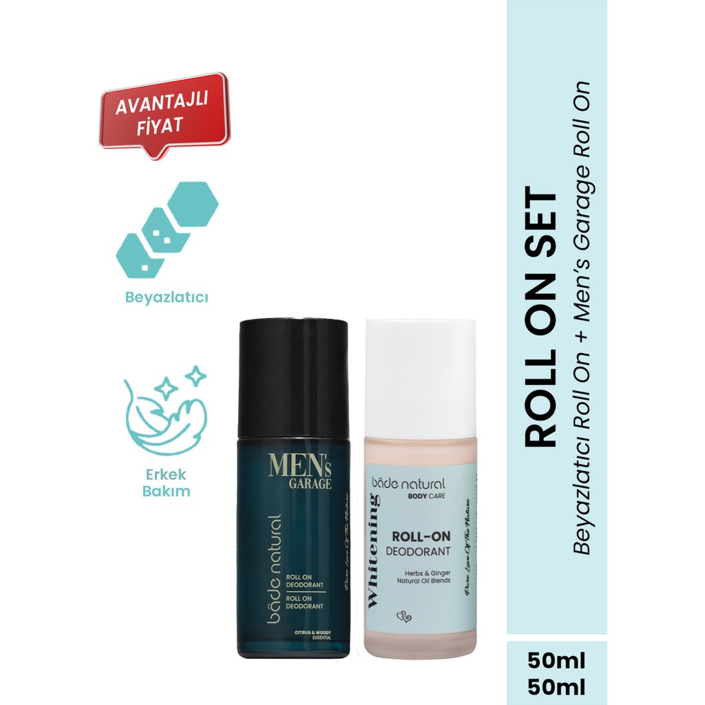 Bade Natural Doğal Beyazlatıcı Roll On & Men's Garage Roll On %100 Doğal - 100 ml Deodorantlar Fiyatı