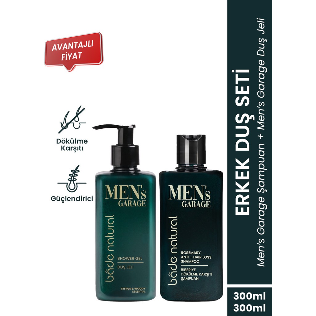 Bade Natural Men's Garage Besleyici ve Güçlendirici Biberiye Şampuan ve Duş Jeli Şampuan ve Saç Kremi Fiyatı