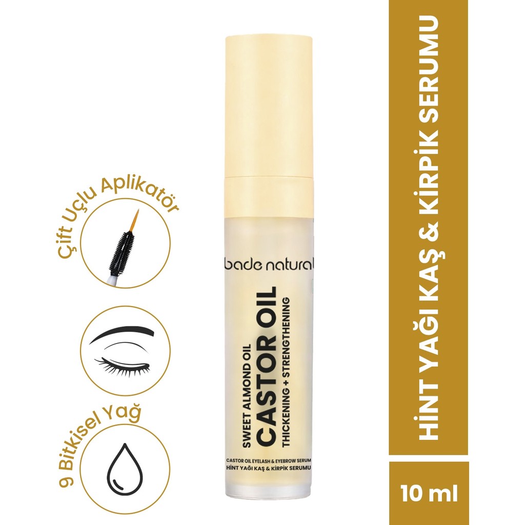 Bade Natural Ultra Hacim Veren Doğal Hint Yağı Kaş Kirpik Serumu Besleyici, Güçlendirici, Dolgunlaştırıcı 10 ml Diğer Fiyatı