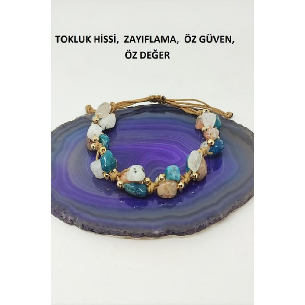 Badeaccessories Doğal Taş Natürel, Amorf Bileklik (Ay Taşı, Apatit, Güneş Taşı ) Saat ve Bileklik Aksesuarı Fiyatı