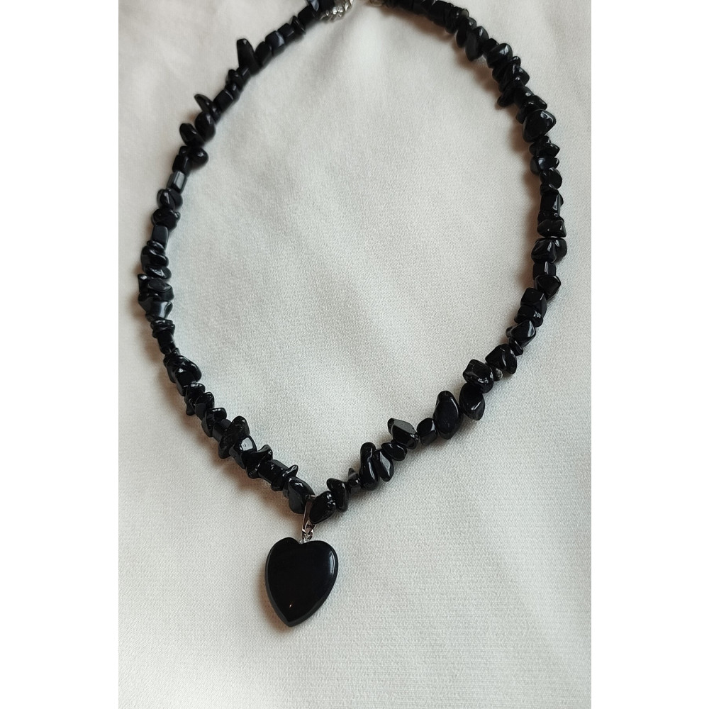 badeaccessories Sertifikalı Oniks Kırıktaş Doğaltaş Kalp Kolye 45 cm Beden Bijuteri Kolye Fiyatı