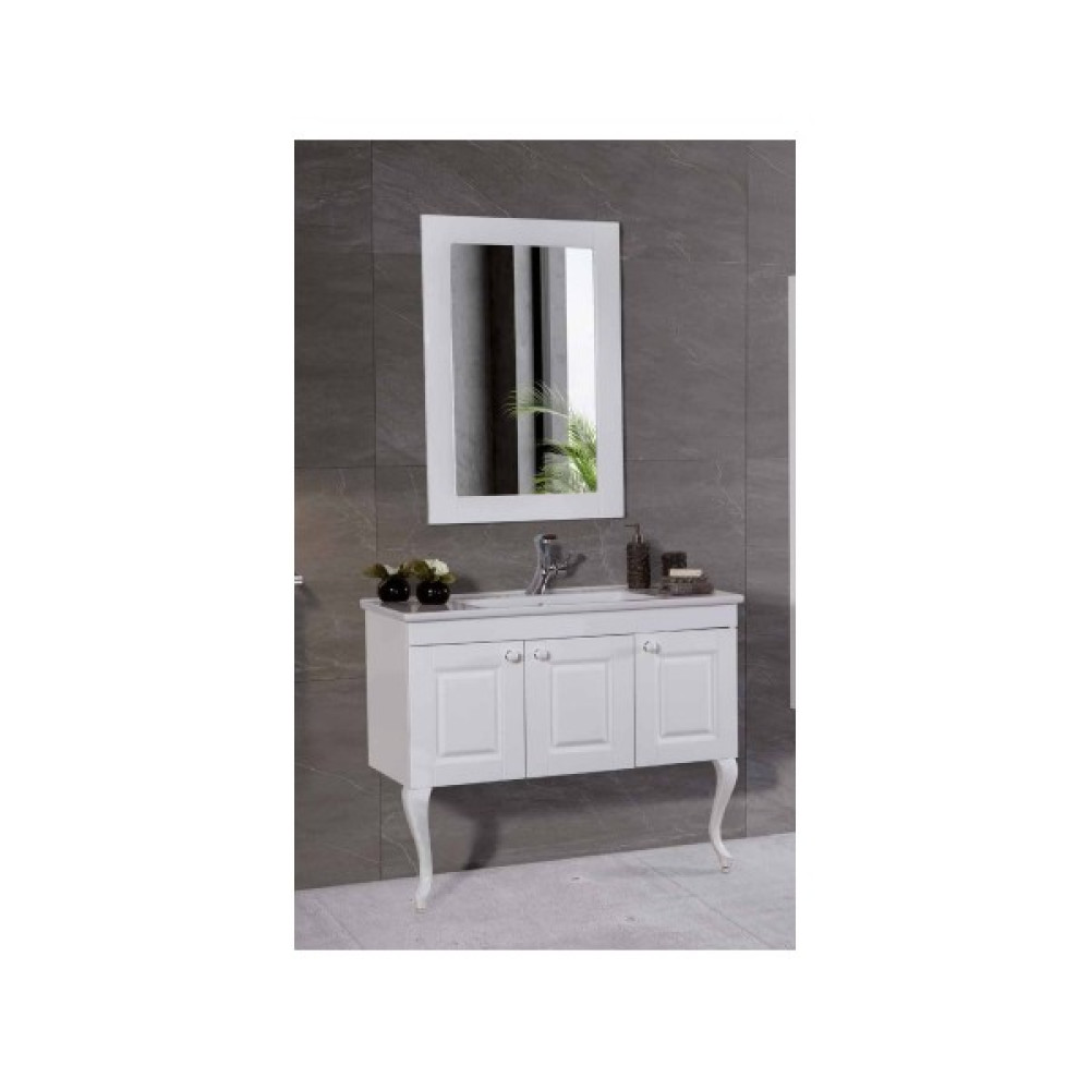 Badella  Acadia 100 V1 Beyaz MAT LAKE (100*45 Cm) Banyo Mobilya Seti Banyo Dolabı / Mobilyası Fiyatı