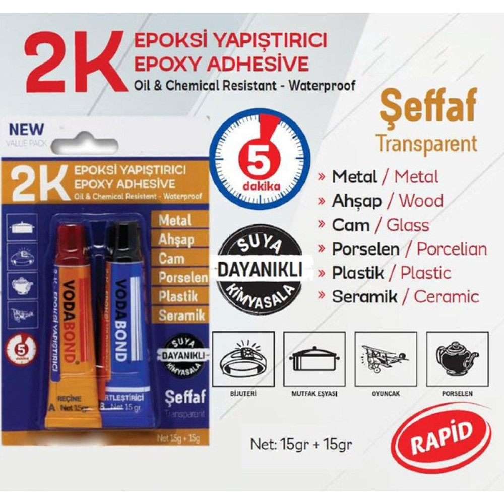 Badem10 2k Güçlü Epoksi Yapıştırıcı Metal Plastik Cam Dekoratif Işler Için Cam Yapıştırıcı 15+15 gr Dış Cephe Yalıtım Malzemeleri Fiyatı