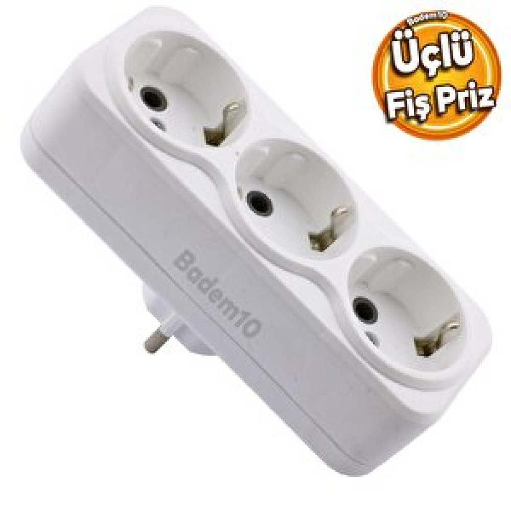 Badem10 3'lü Fiş Priz Topraklı Çoklu Grup Priz Çoğaltıcı Üçlü Golyat Elektrik Prizi Prizler Fiyatı