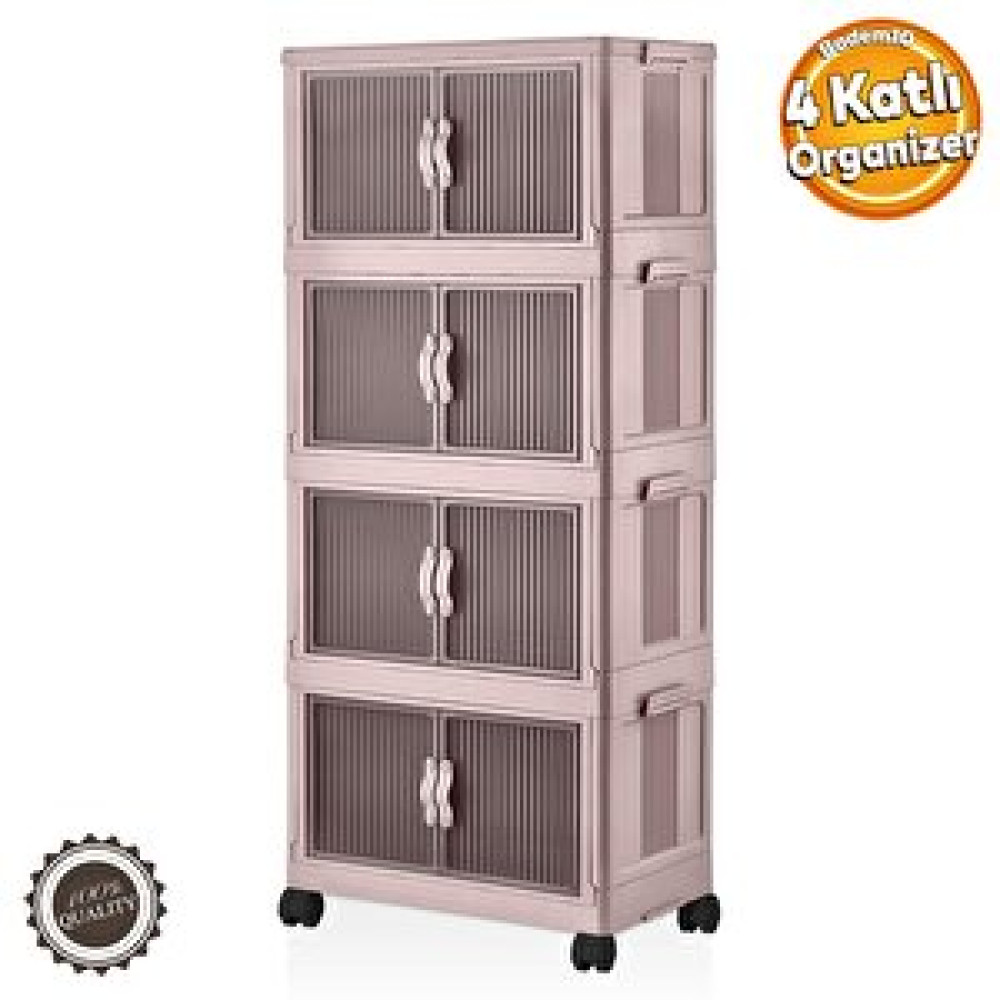 Badem10 4 Katlı Dolap Saklama Kutusu Sepet Organizer Kapaklı Depolama Düzenleyici Kutu Raf Tekerlekli Pudra Eşya Saklama Kutusu Fiyatı