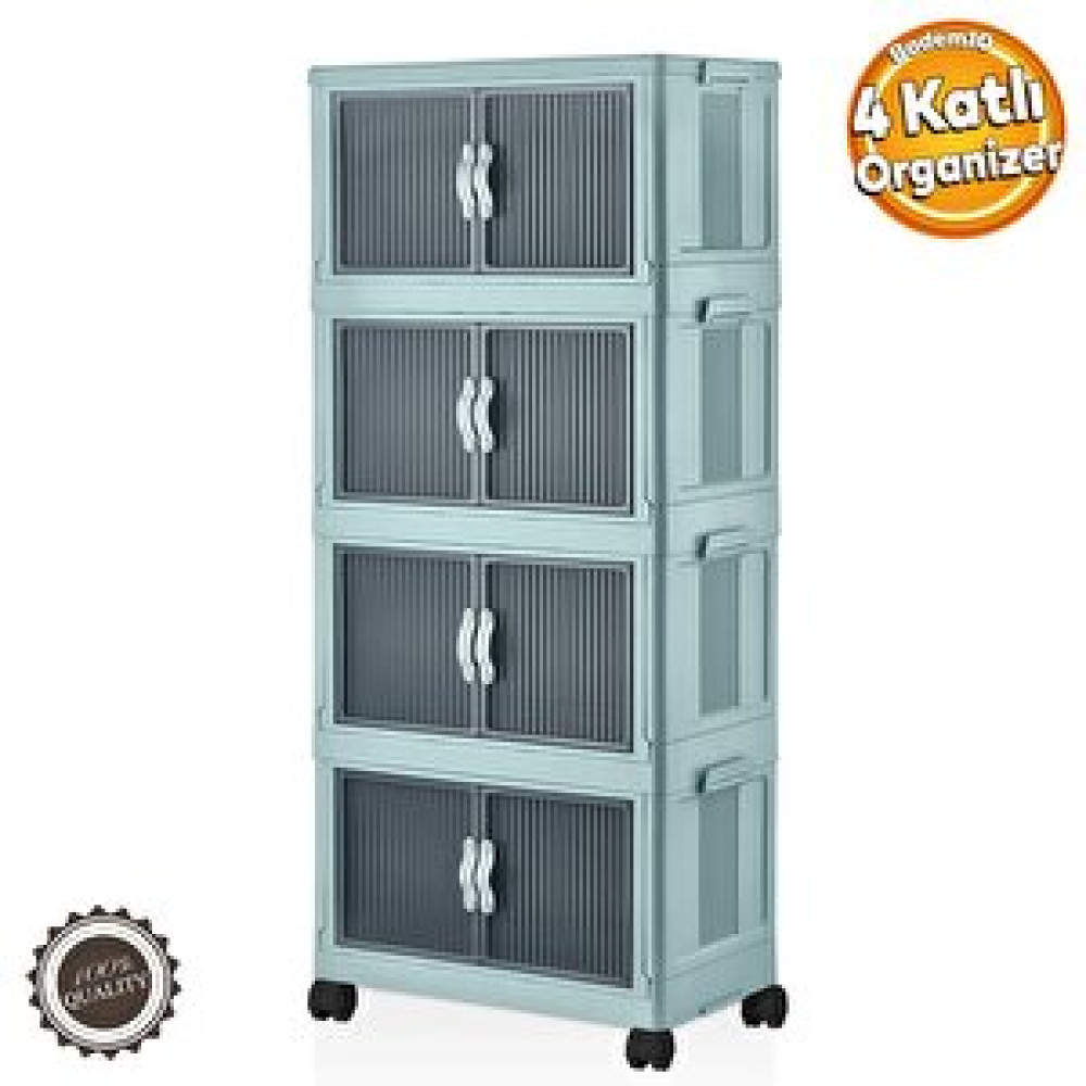 Badem10 4 Katlı Dolap Saklama Kutusu Sepet Organizer Kapaklı Depolama Düzenleyici Kutu Tekerlekli Bebe Mavi Eşya Saklama Kutusu Fiyatı