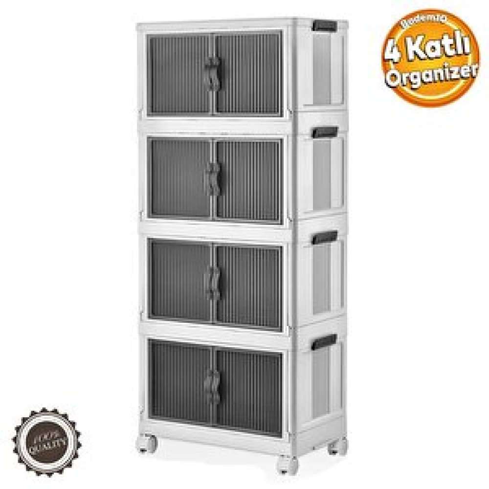 Badem10 4 Katlı Dolap Saklama Kutusu Sepet Organizer Kapaklı Depolama Düzenleyici Kutu Tekerlekli Beyaz Eşya Saklama Kutusu Fiyatı