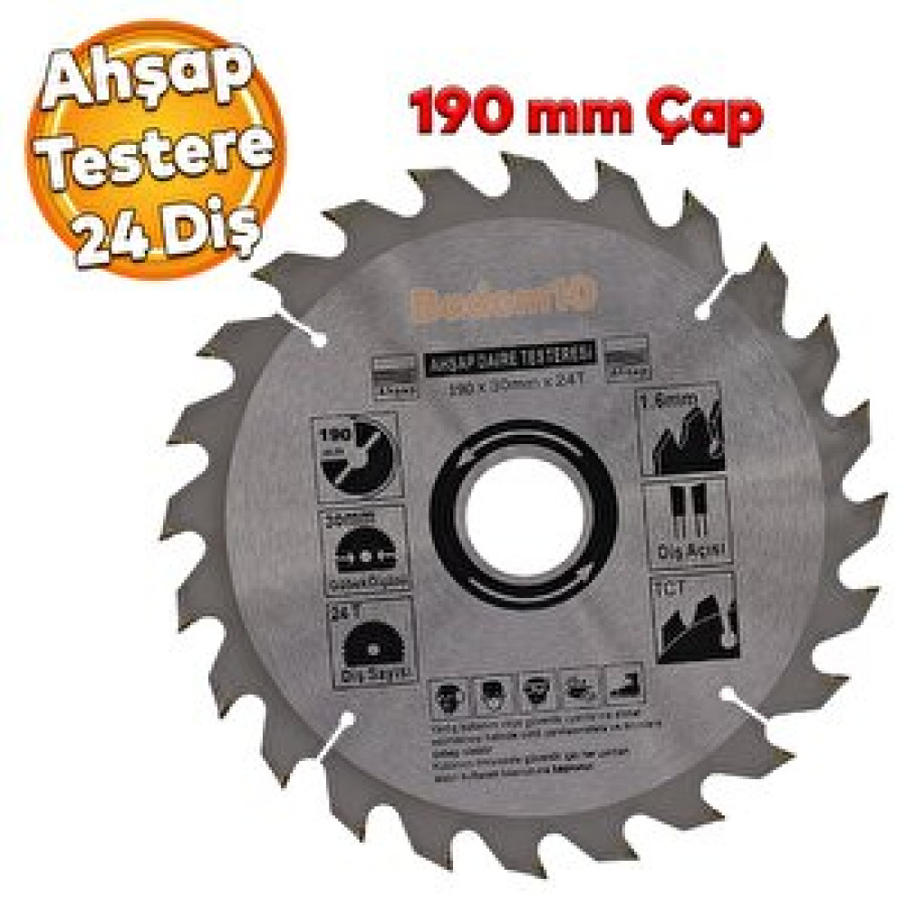 Badem10 Ahşap Mdf Mobilya Tahta Sunta Dolap Kesme Testeresi Metal Elmas Testere 190 Mm 24 Diş Yedek Parça - Elektrikli El Aletleri Fiyatı