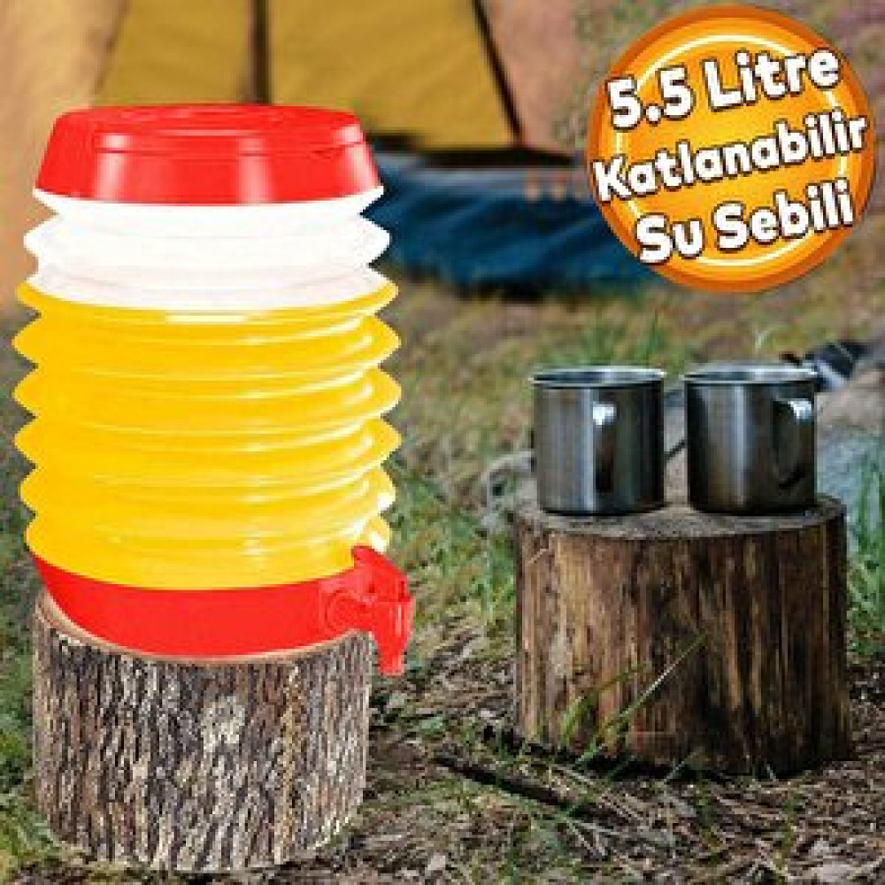 Badem10 Akordiyonlu Su Sebili Meşrubat İçecek Kabı Bidonu Damacana Katlanabilir Musluklu Körüklü 5.5 Litre Termos Piknik Kamp Mangal Kırmı Su Sebilleri Fiyatı