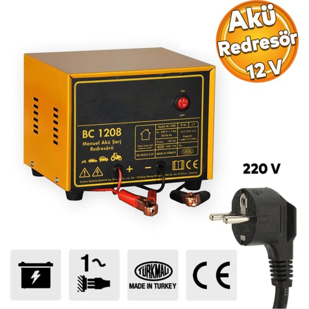 Badem10 Akümülatör Redresör Akü Sarj Şarj Dolum Doldurma Cihazı Araç Araba 12 Volt 8 Amper 105 Ah Akü Şarj Edici Fiyatı