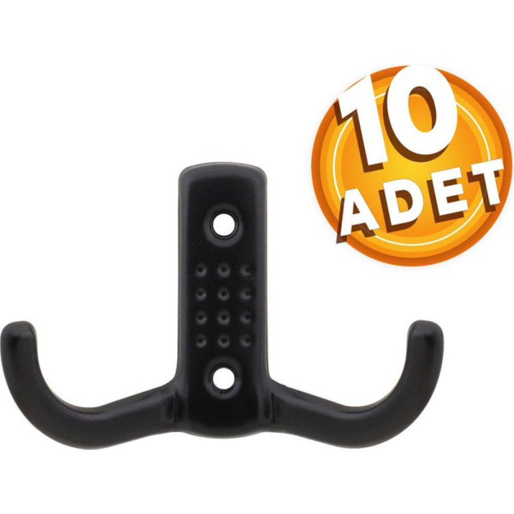 Badem10 Askı Noktalı Elbise Vestiyer Duvar Askısı Dolap Elbise Askılığı Mat Siyah Metal Askı 10 Adet - Renkli Portmanto Fiyatı